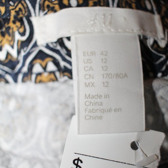 H&M Paisley Styled Printed Slim Trousers NWT Size 12 - Picture 11 of 13